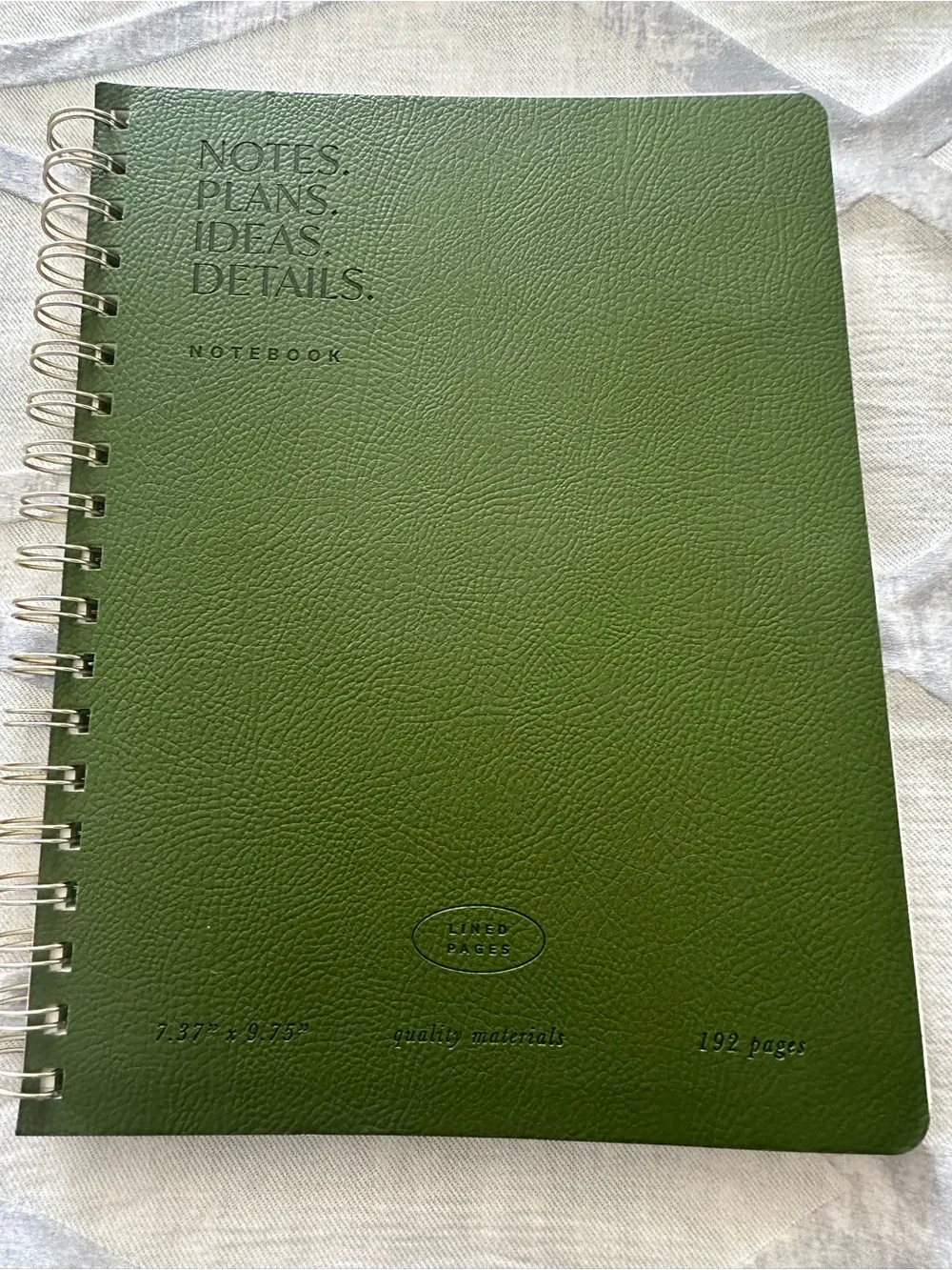 Olive Green Fringe Spiral Notebook - NOTES PLANS IDEAS DETAILS